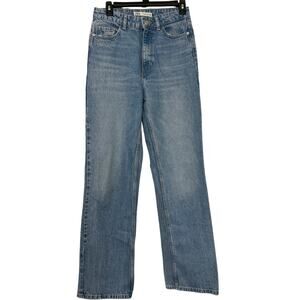 Zara High Rise Straight Leg Long Length Light Wash Jeans Size 4 EUR 36